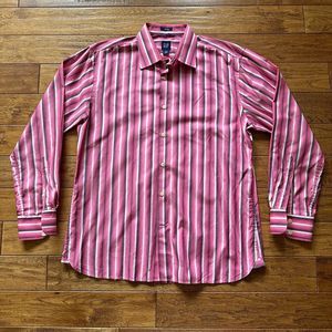 Y2K Gap Fitted Dress Shirt Pink Striped Mens Large